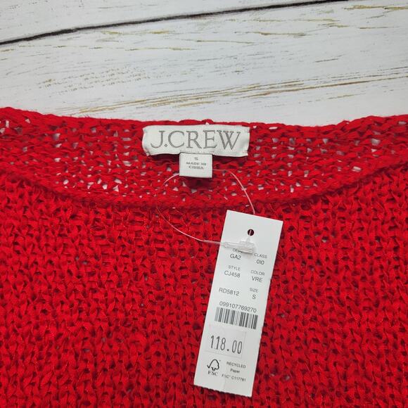 J Crew Montauk Pullover Sweater Vintage Red Loose Knit Wide Neck Relaxed Small - Picture 7 of 8